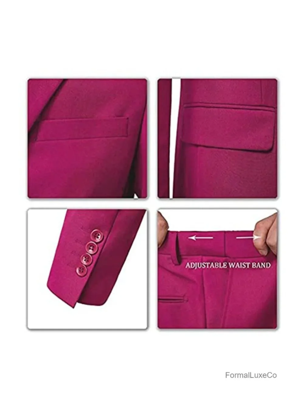 Men's 3-Piece Slim Fit Suit with Vest & Tie, Notched Lapel, 80% Polyester 20%